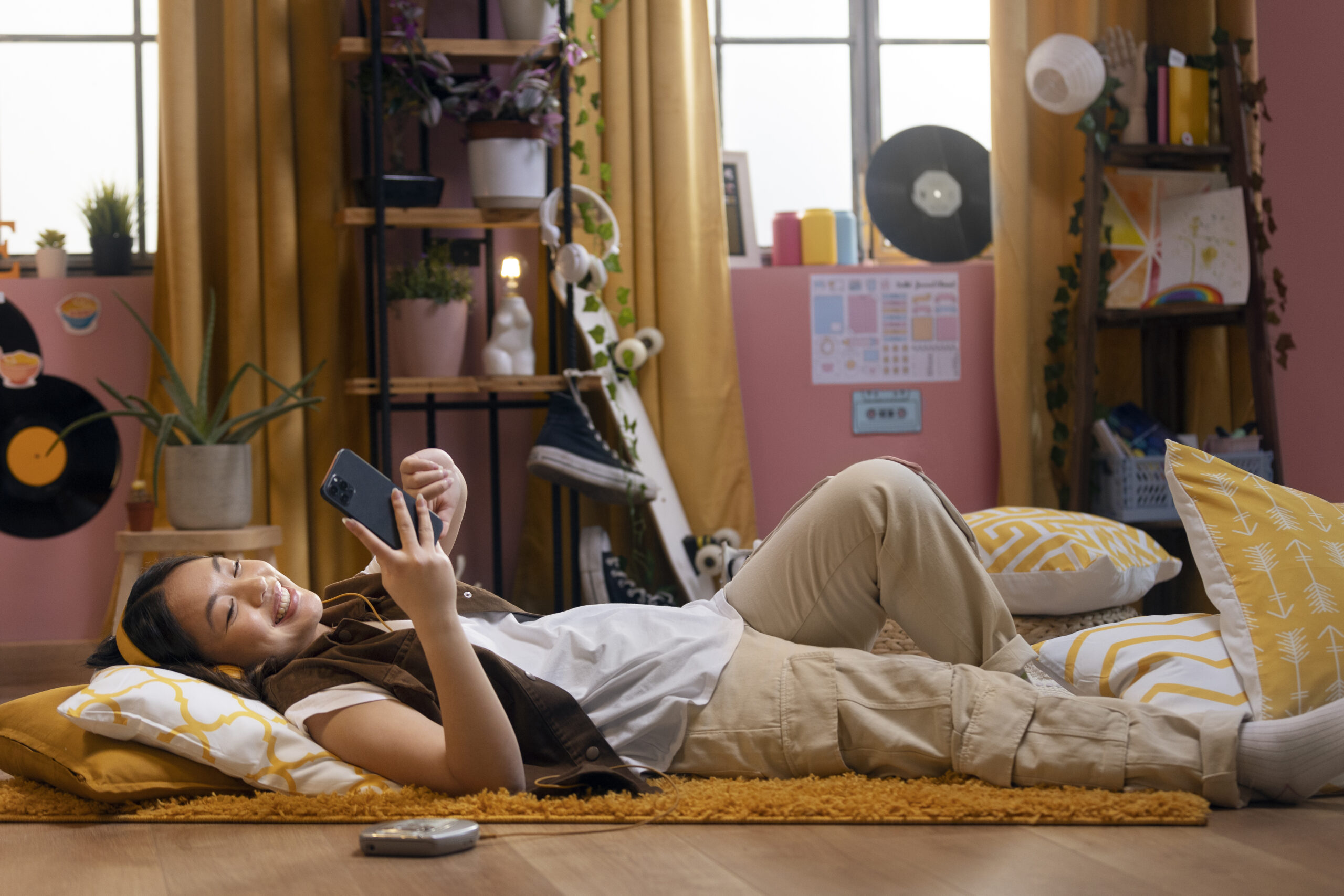 Jaukus ir praktiškas paauglio kambario interjeras su vieta mokslui ir poilsiui