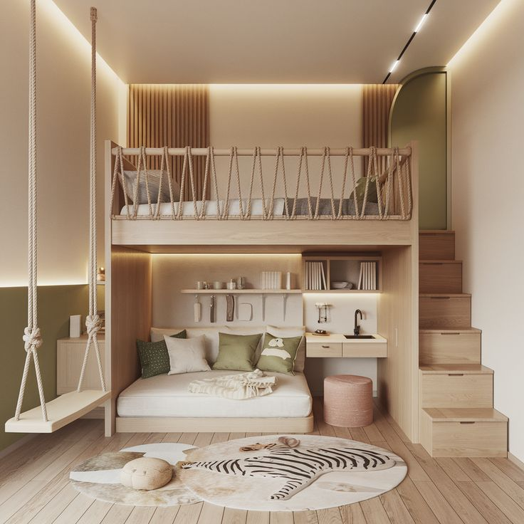 Vaiko kambario interjeras su spalvomis, kurios skatina kūrybiškumą ir ramybę