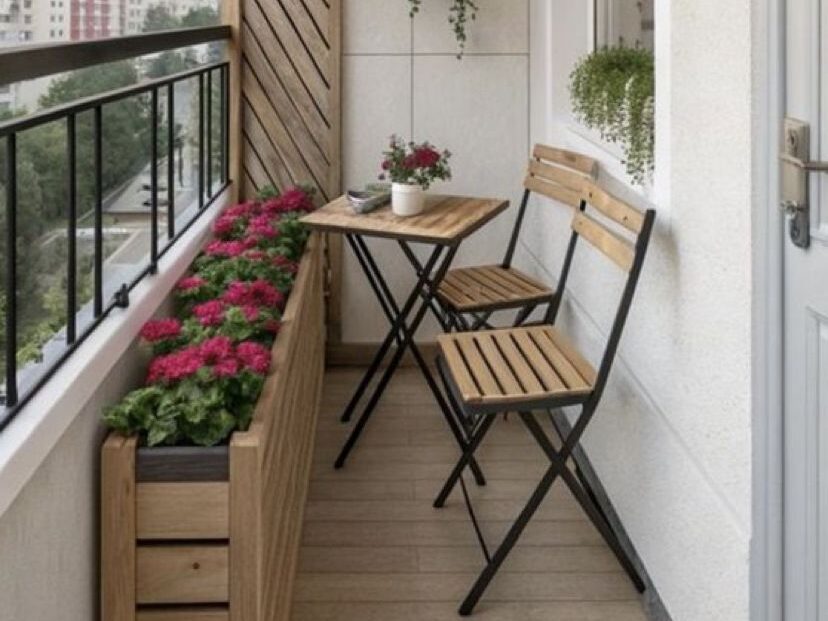 Skandinaviškas balkonas – šviesa ir ramybė