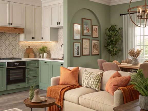 Spalvų ir medžiagų derinimas visame bute