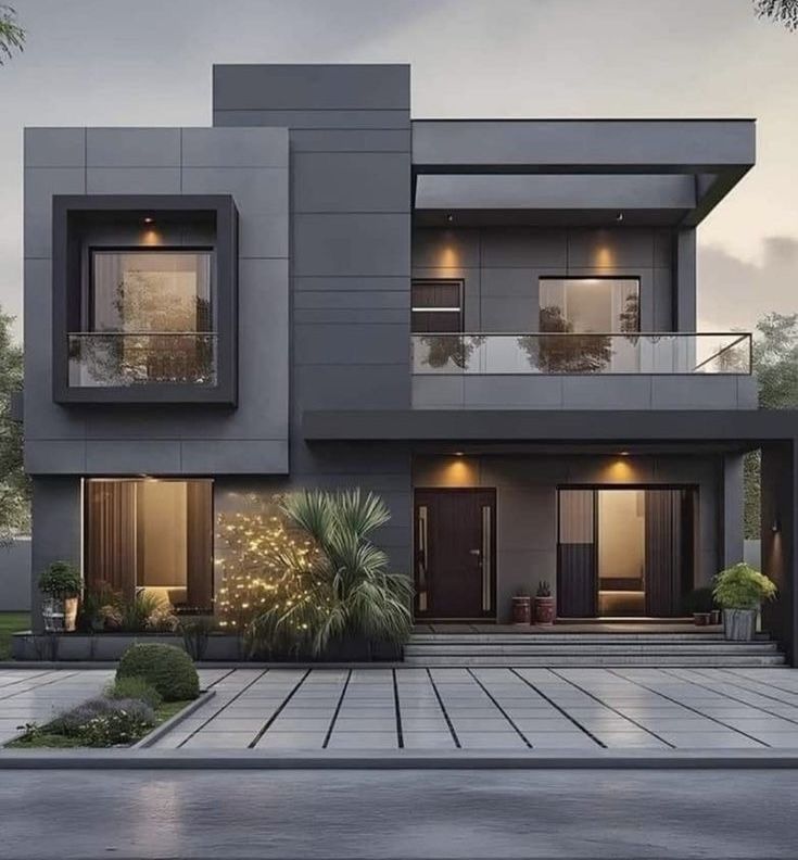 Pilkas namo fasadas: 20 idėjų nuotraukų galerijoje