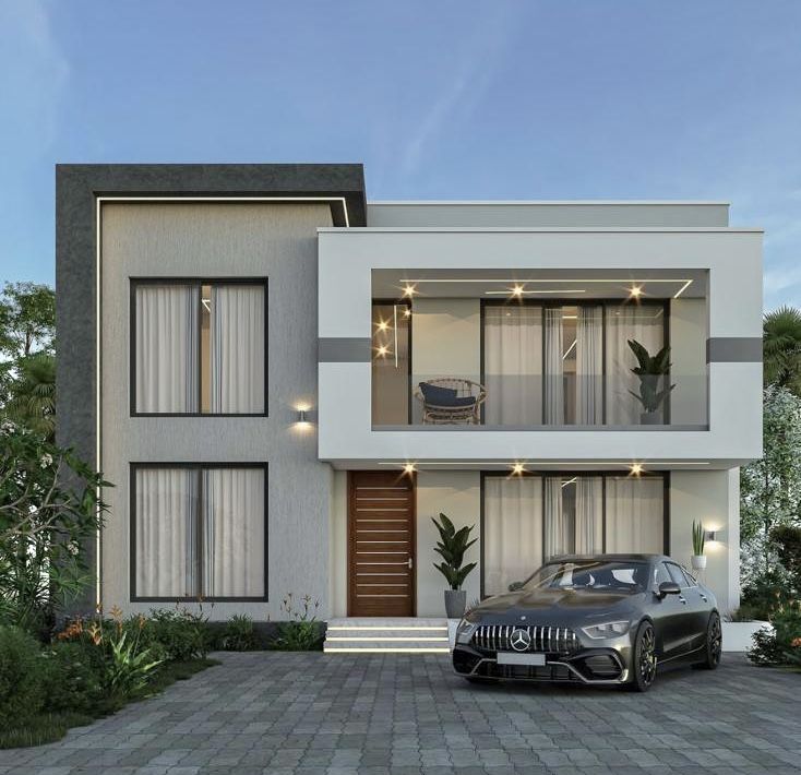 Pilkas namo fasadas: 20 idėjų nuotraukų galerijoje