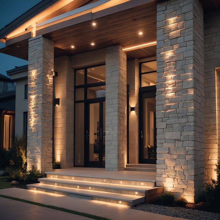 Fasado apšvietimas: kaip pabrėžti namo architektūrą ir stilių