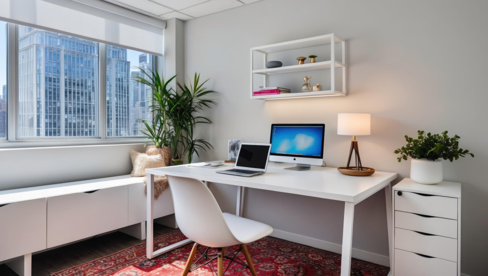 Kaip išdėstyti baldus, kad darbo erdvė neblaškytų