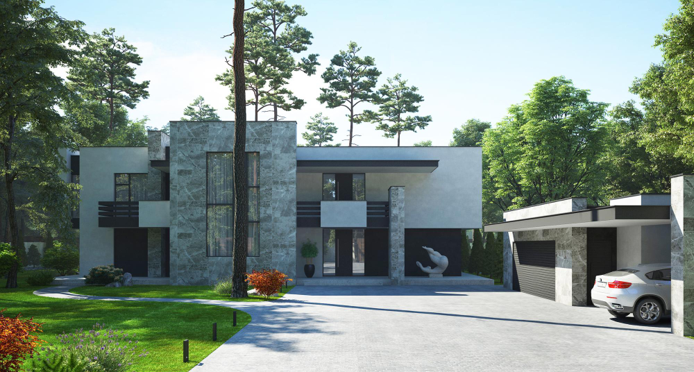 Medžiagų deriniai, kurie išskiria namą