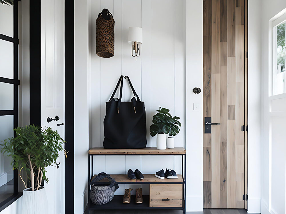 Spalvos ir medžiagos prieškambario interjere