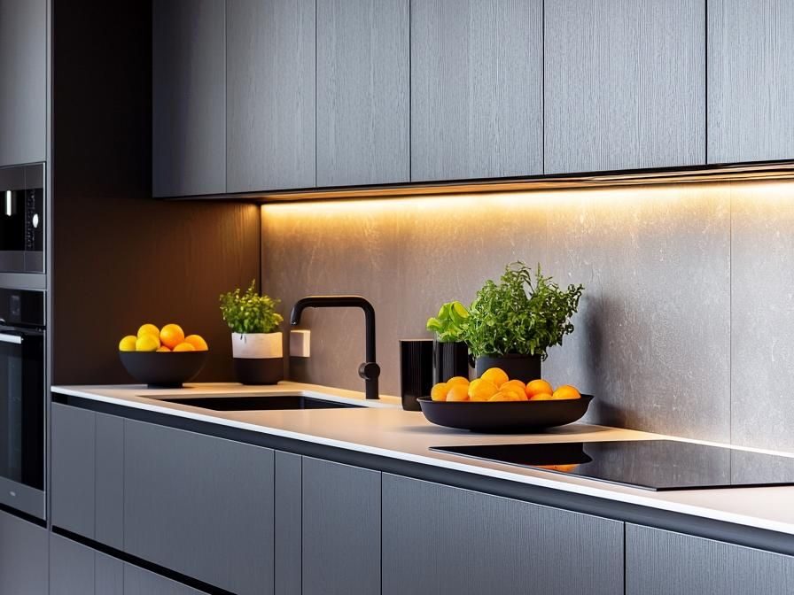 Šviesos vaidmuo modernioje pilkoje virtuvėje