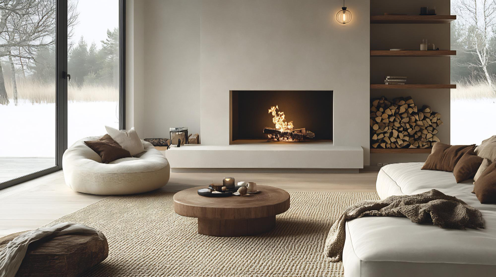 Skandinaviško stiliaus židinių apdaila