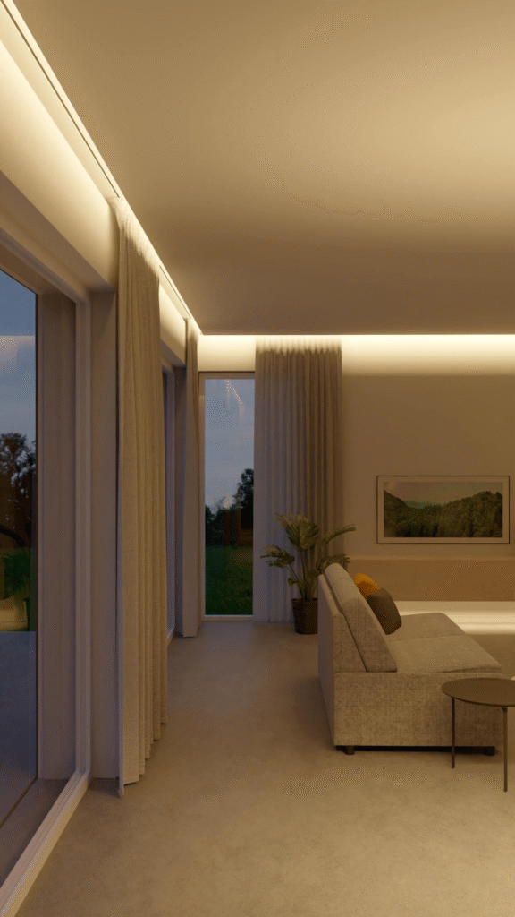 LED užuolaidų apšvietimas: kaip sukurti modernų ir jaukų namų interjerą