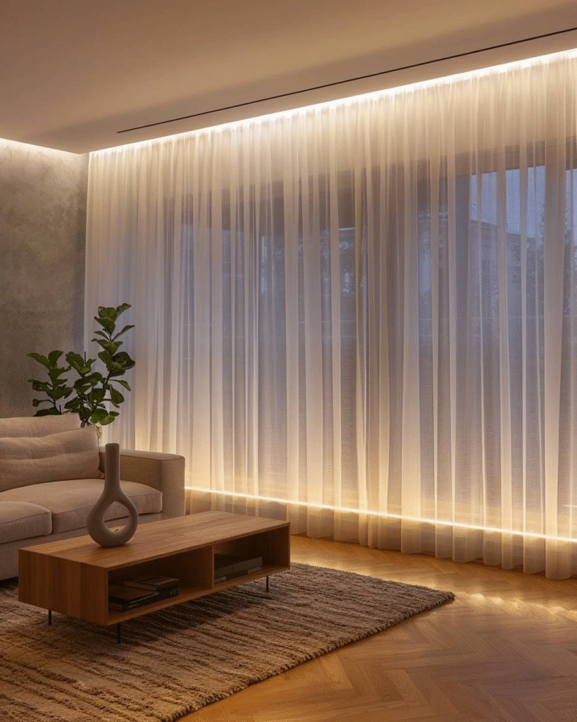 LED užuolaidų apšvietimas: kaip sukurti modernų ir jaukų namų interjerą