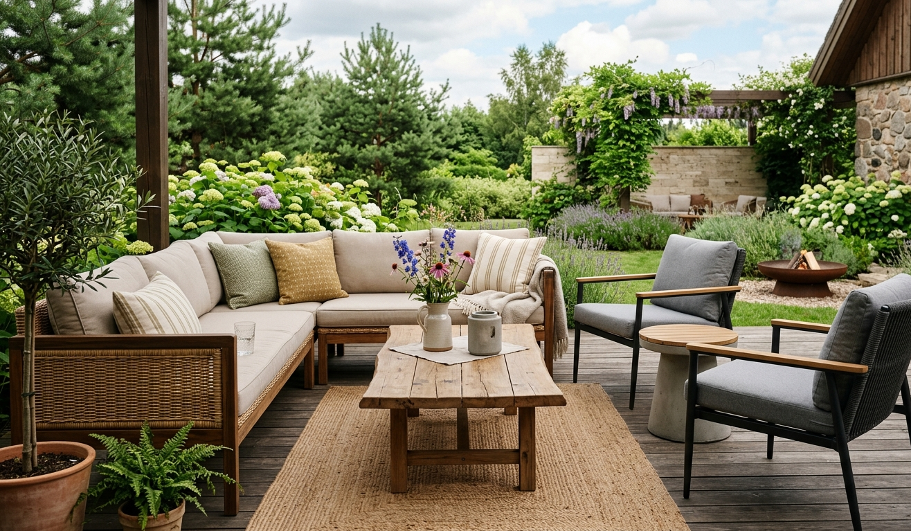 Modernūs terasos baldai: populiariausi dizaino sprendimai ir tendencijos 2026 metams