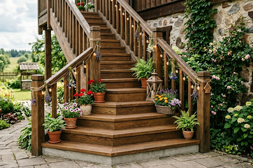 Lauko laiptų apdaila ir turėklai – medžiagos, kainos ir patarimai