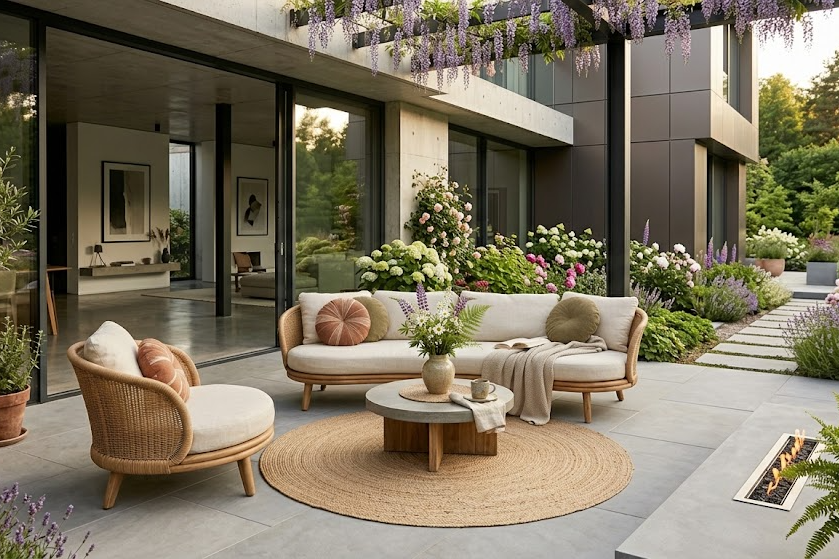 Modernūs terasos baldai: populiariausi dizaino sprendimai ir tendencijos 2026 metams