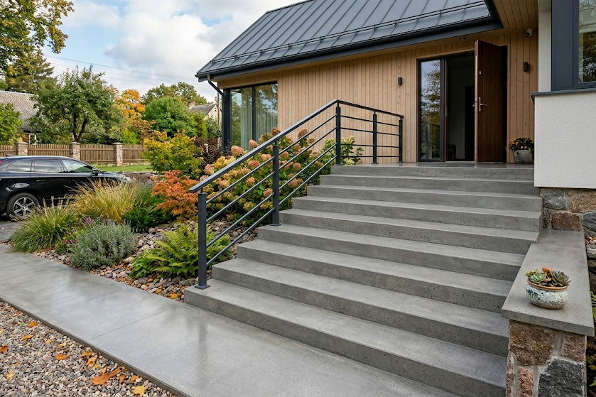 Lauko laiptų apdaila ir turėklai – medžiagos, kainos ir patarimai